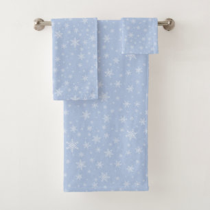 Elegante weiße Schneeflocken auf hellblauem Badetu Badhandtuch Set