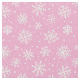 Elegante weiße Schneeflocken auf rosa Untergrund Stoff