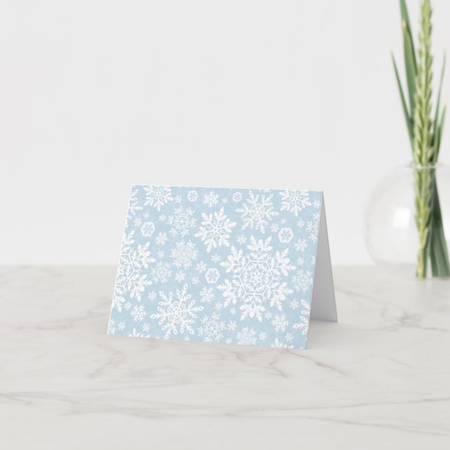 Elegante weiße Schneeflocken (Frostblau) Karte (Vorderseite)
