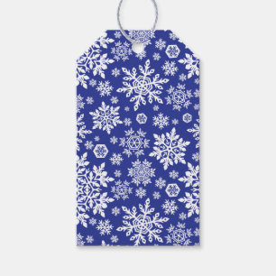 Elegante weiße Schneeflocken (Mitternacht) Geschenkanhänger