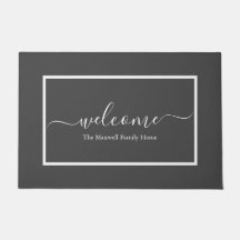 Elegante, weiße Schrift, Familienname Begrüßungstü