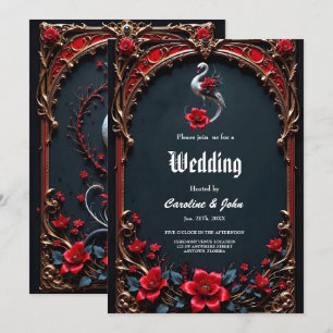 Elegante Weiße-Schwan-Hochzeitskollektion  Einladung