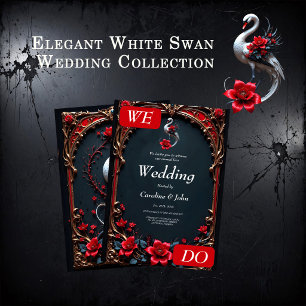 Elegante Weiße-Schwan-Hochzeitskollektion Einladung