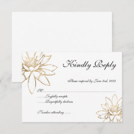 Elegante weiße, schwarze und goldene RSVP-Karte fü Einladung