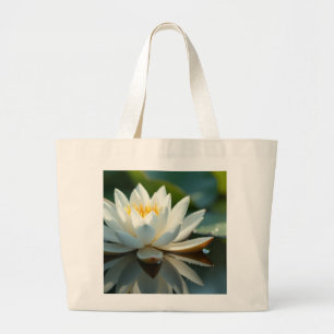 Elegante Weiße Seerose Natur-Tasche Jumbo Stoffbeutel
