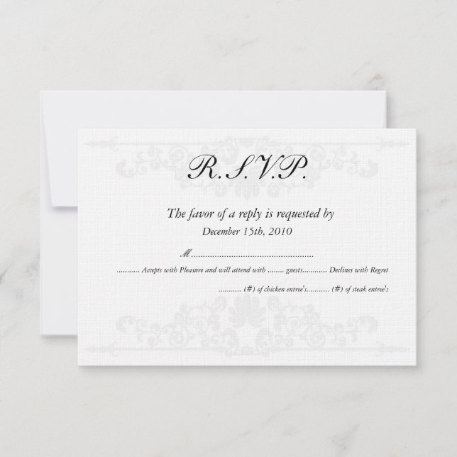 Elegante weiße/silberne Hochzeitskarten Einladung (Vorderseite)
