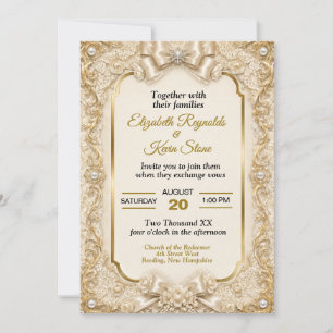 Elegante weiße Spitze Hochzeit Einladung
