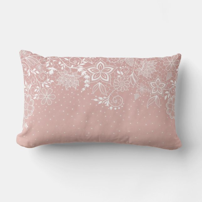 Elegante weiße Spitze mit Blumen und Lendenkissen (Vorderseite)