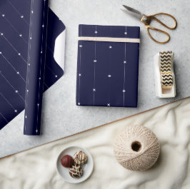 Elegante weiße Sterne mit Streifen in Marineblau Geschenkpapier