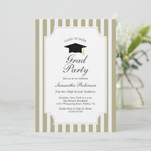 Elegante, weiße Streifen Graduierungsparty Einladung