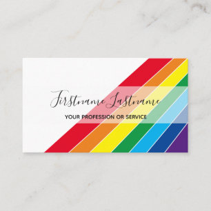 Elegante, weiße Streifen in der Regenbogenfarbe Visitenkarte