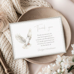 Elegante weiße Taube Trauer-Dankeskarten Dankeskarte