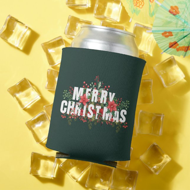 Elegante weiße Typografie Frohe Weihnachten Dosenkühler (In Situ Sommer)