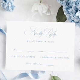 Elegante weiße und blaue Hochzeits-RSVP Begleitkarte