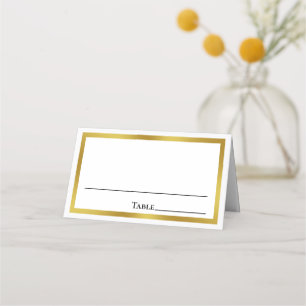 Elegante weiße und goldene Bräutigam-Namen Hochzei Platzkarte