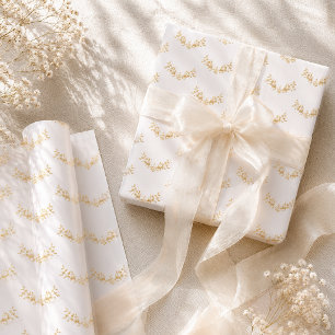 Elegante weiße und goldene florale Swag-Hochzeit Geschenkpapier Set