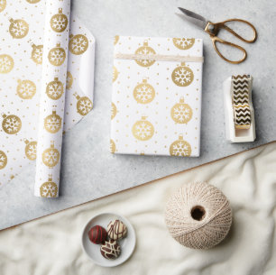 Elegante weiße und goldene Folien-Weihnachtsbaumku Geschenkpapier