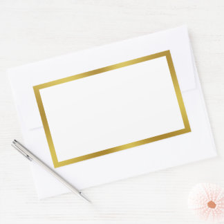 Elegante weiße und goldene Grenze Rechteckiger Aufkleber