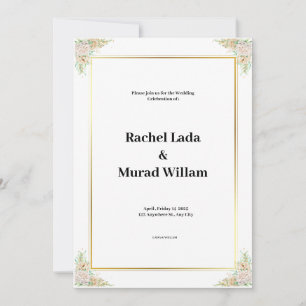 Elegante weiße und grüne Hochzeitseinladung Einladung