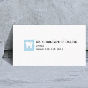 Elegante weiße und hellblaue Zahnarztpraxis Visitenkarte