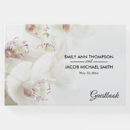 Elegante weiße und Lila Orchideen | Hochzeit Gästebuch