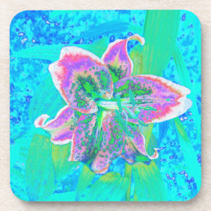 Elegante weiße und limettengrüne Lilienblüte Getränkeuntersetzer