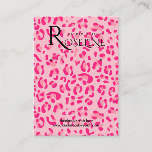 Elegante, weiße und rosa Leopardendruckkarte Visitenkarte