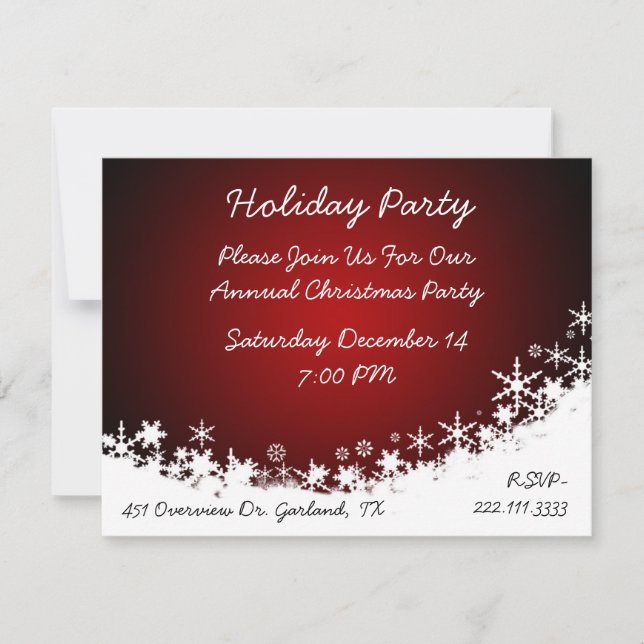 Elegante weiße und rote WeihnachtsParty Einladung (Vorderseite)