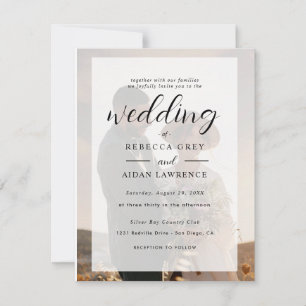 Elegante weiße und schwarze Goldrand-Foto-Hochzeit Karte