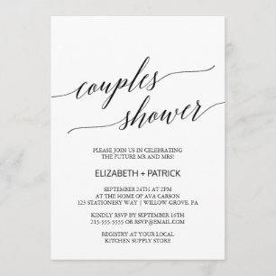Elegante weiße und schwarze kalligraphische Paare  Einladung