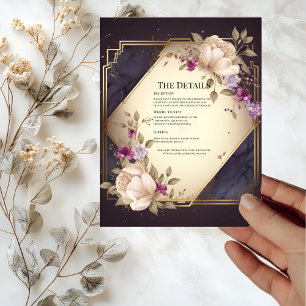 Elegante weiße violette Blumen Hochzeitskarte Einladung