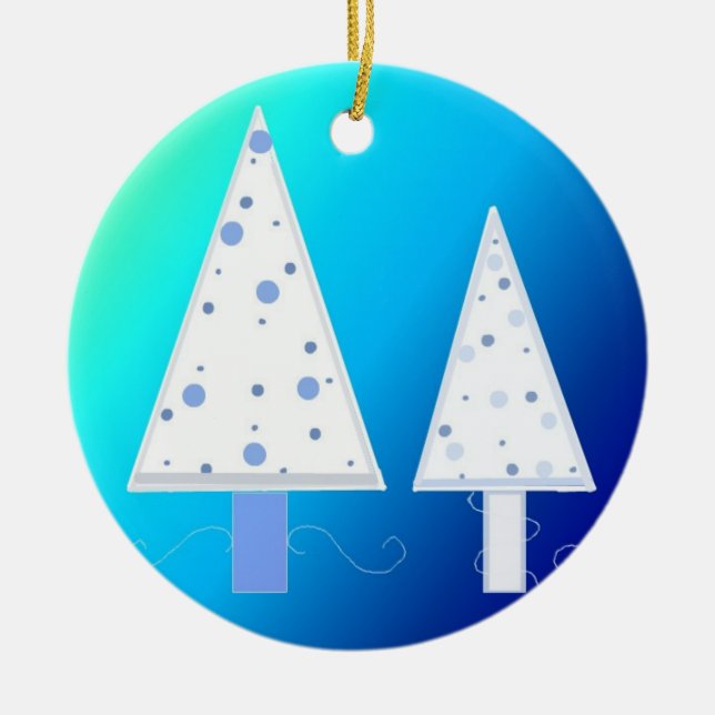 Elegante weiße Weihnachtsbaumen Keramikornament (Vorne)