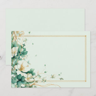 Elegante weiße, weisse und goldene Blume Leere Einladung