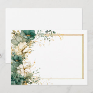 Elegante weiße, weisse und goldene Blume Leere Einladung