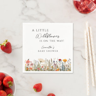 Elegante weiße Wildblumen-Blüten-Baby-Party Serviette