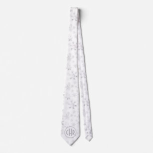 Elegante weiße Winterschneeflocken Krawatte