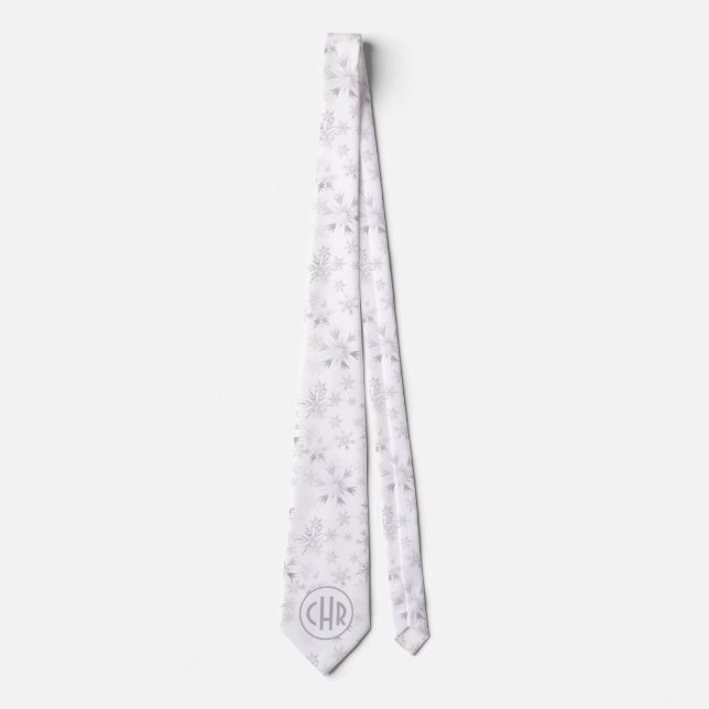 Elegante weiße Winterschneeflocken Krawatte (Vorderseite)