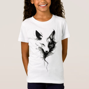 Elegante weiße Wolfskunst in schwarzer Tinte T-Shirt