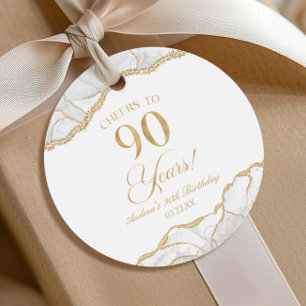 Elegante Weißgold-Achat-90.-Geburtstagsfeier Geschenkanhänger