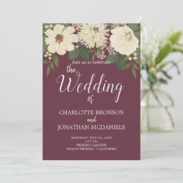 Elegante Weißweine Blume Hochzeit Einladung