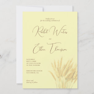 Elegante Weizenillustration in Creme Einladung