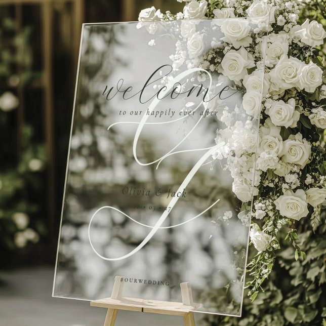 Elegante Welcome Calligraphy Wedding Acrylschild (Von Creator hochgeladen)