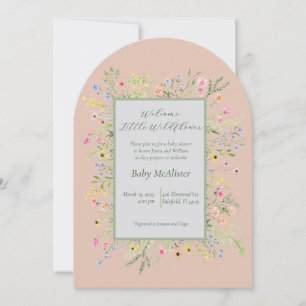 Elegante Welcome Little Wildblume Baby Dusche Einladung