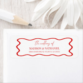 Elegante wellige Rand Hochzeit Rücksendeadresse