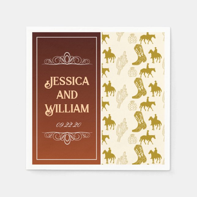 Elegante Western Wüste Brown Wedding Serviette (Vorderseite)