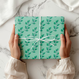 Elegante Whimsical Bold Green Watercolor-Blätter Geschenkpapier Set