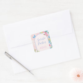 Elegante Whimsical Spring Flowers Hochzeit Quadratischer Aufkleber