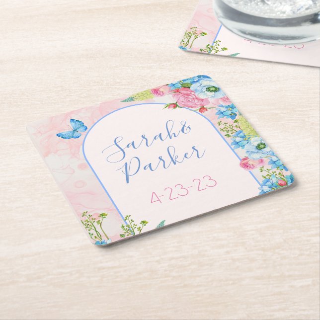 Elegante Whimsical Spring Flowers Hochzeit Rechteckiger Pappuntersetzer (angewinkelt)
