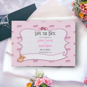 Elegante Whimsische Dekorative Rosa Moderne Hochze Save The Date