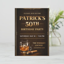 Elegante Whiskey-Themenparty-Einladung, Schwarz & 